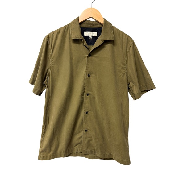 rag & bone Other - Rag & Bone Loop Collar Olive Green Short Sleeve Button Up Shirt USA Made Retro